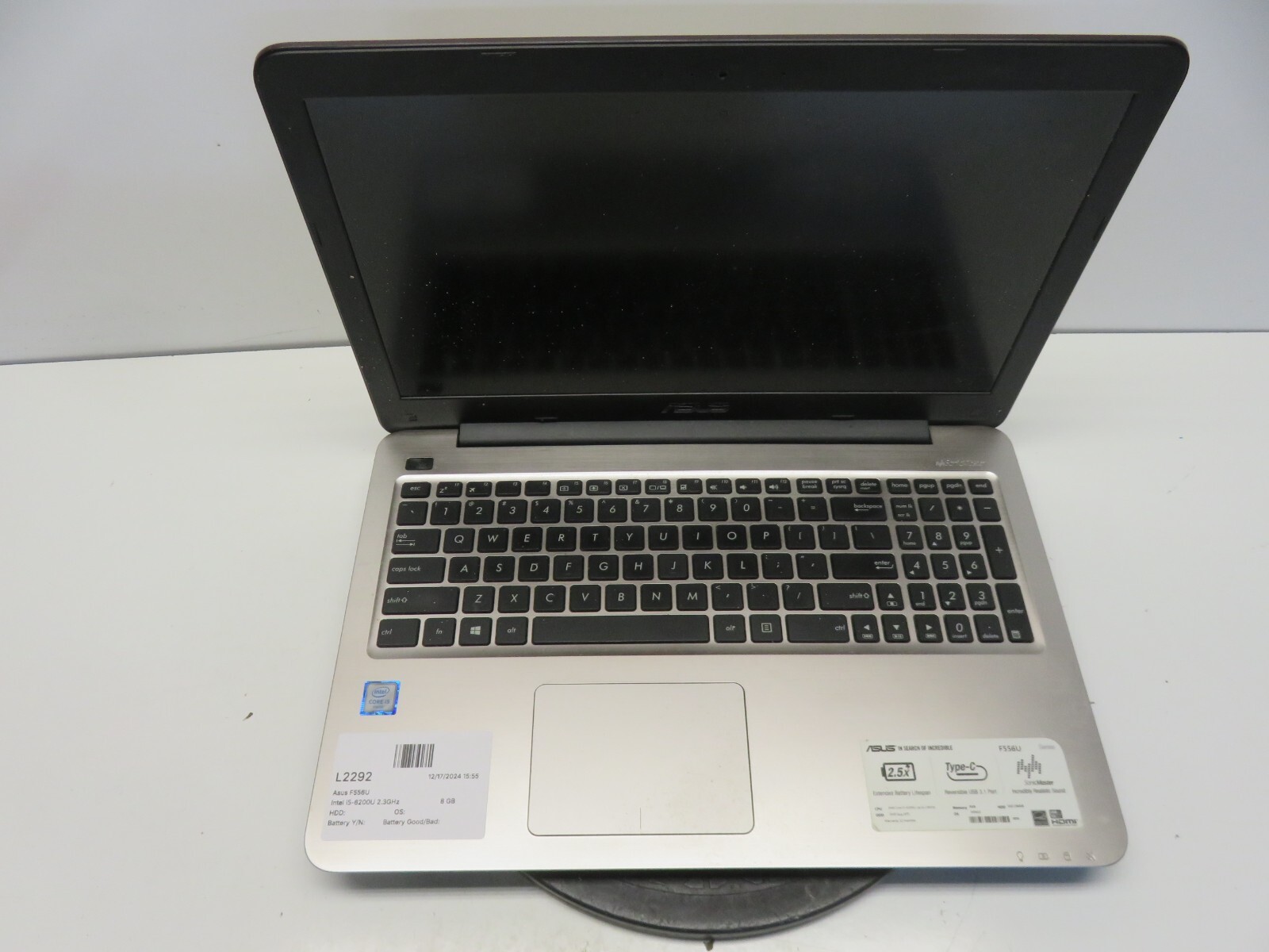 Asus F556U Intel i5-6200U 2.3GHz 8 GB NO HDD No Batt