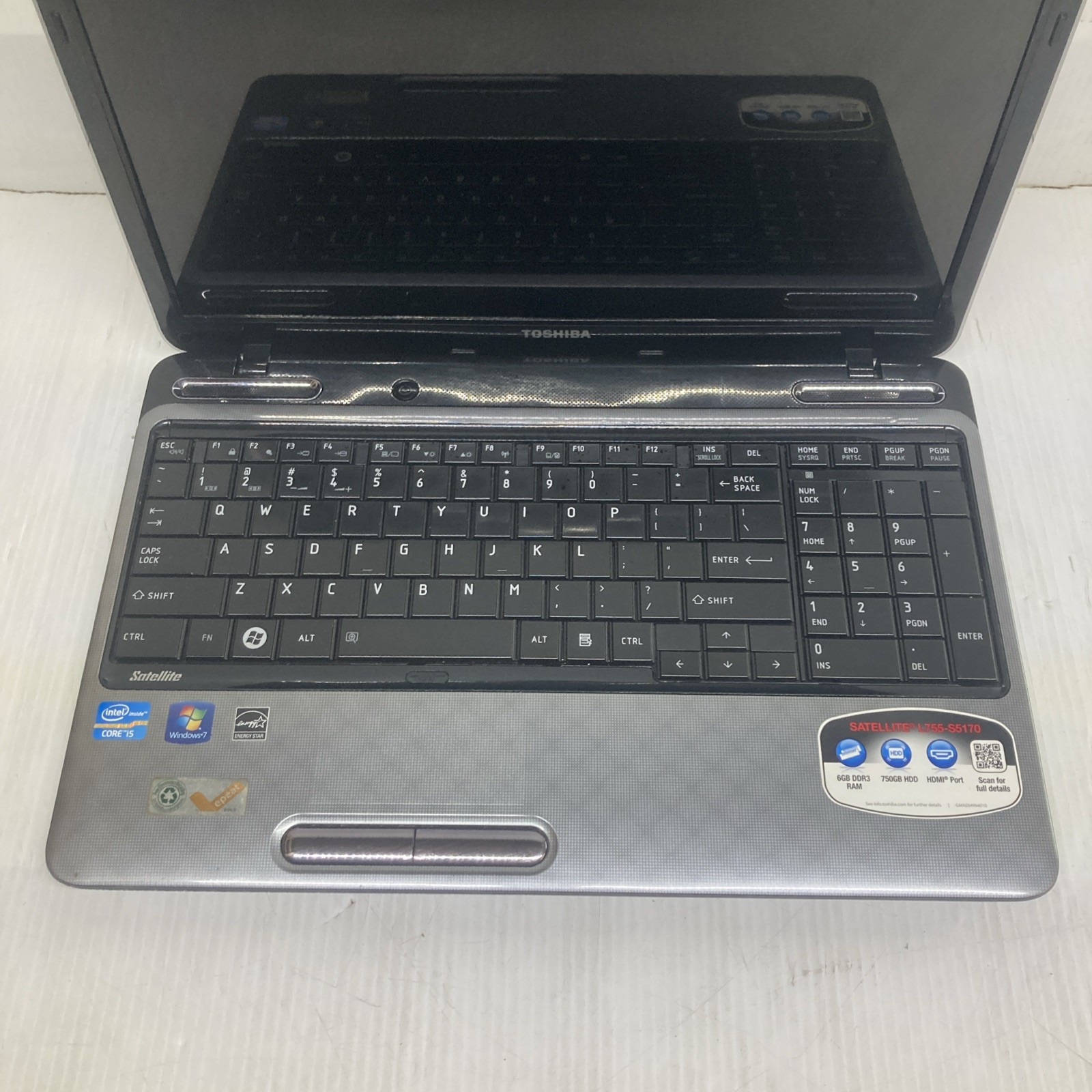 Toshiba Satellite L755-S5170 Intel i5-2450M 6GB 2.50GHz Boot to BIOS