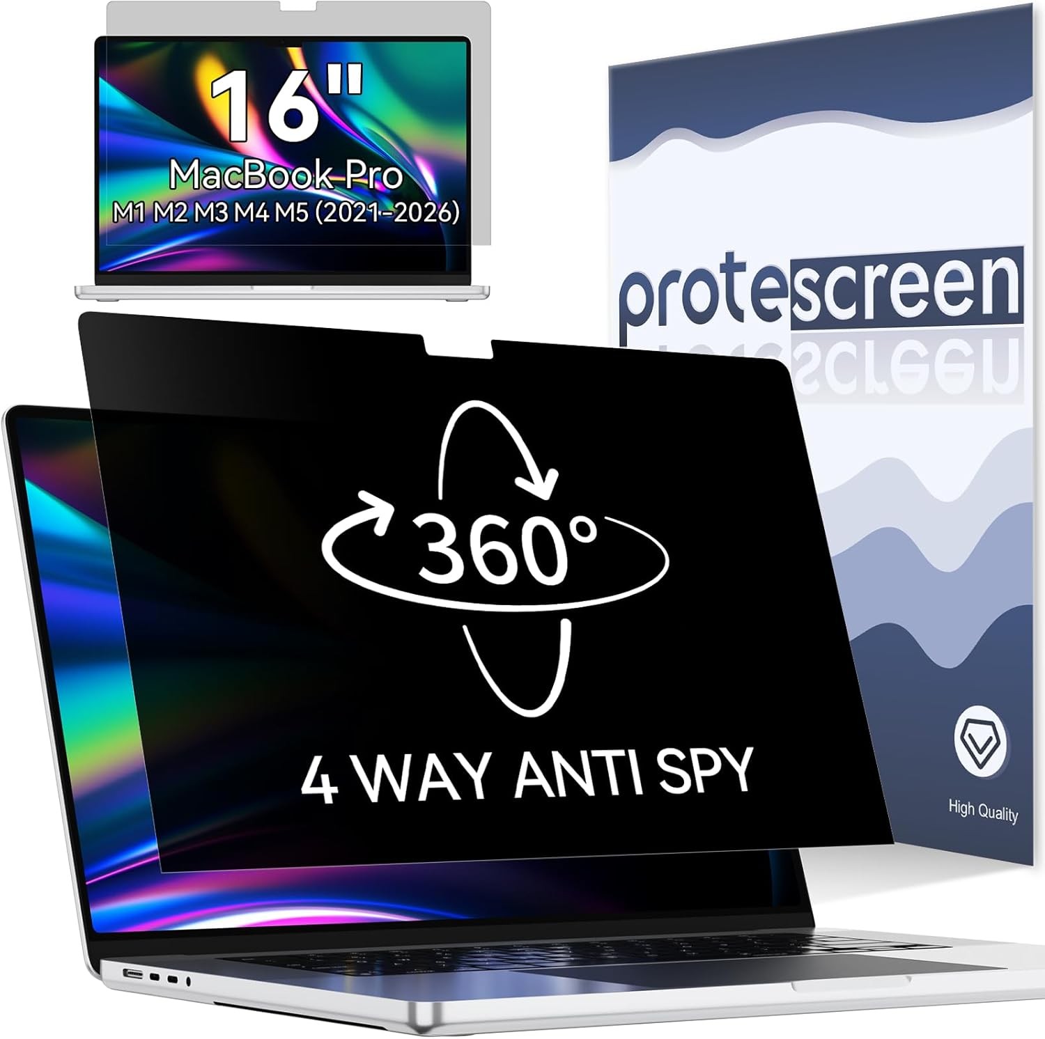 360° Privacy Screen for MacBook Pro 16 Inch (2021-2026) Anti Spy Laptop Protecto