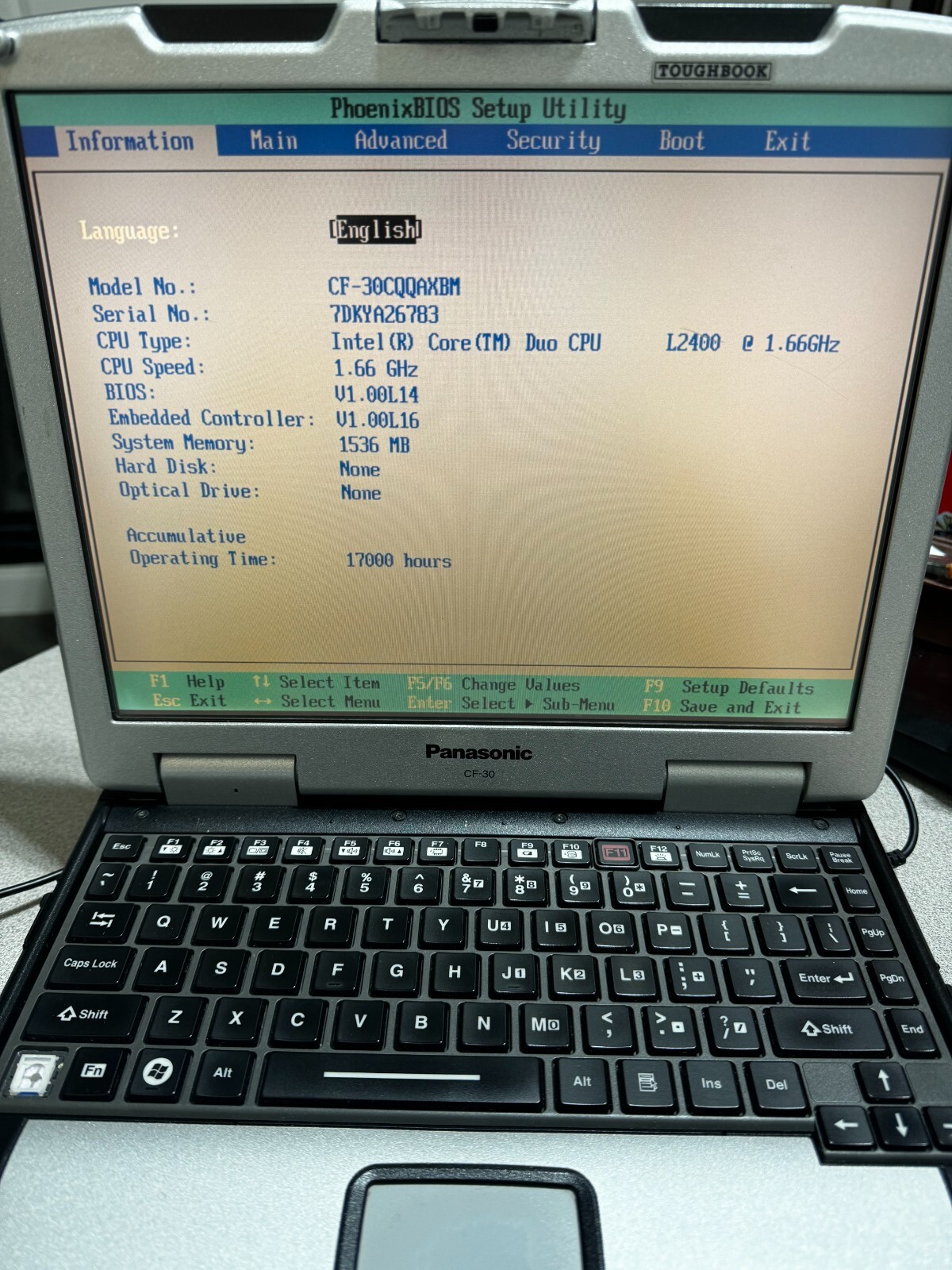 PANASONIC CF-30CQQAXBM RAM 1536 MB NO HD /NO OPTICAL DRIVE