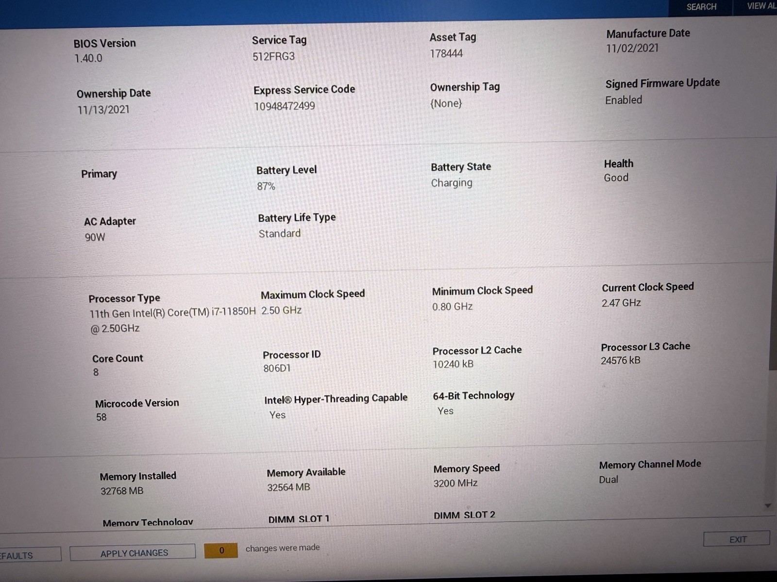 Dell Precision 3561 15.6″ Laptop i7-11850H@2.50GHz 32GB 512GB SSD