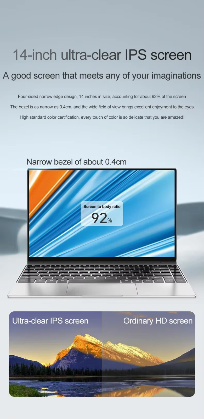 14.1″ Ultra Slim 16GB RAM 2TB SSD Intel N3700 Notebook 1920*1080 Display Laptop