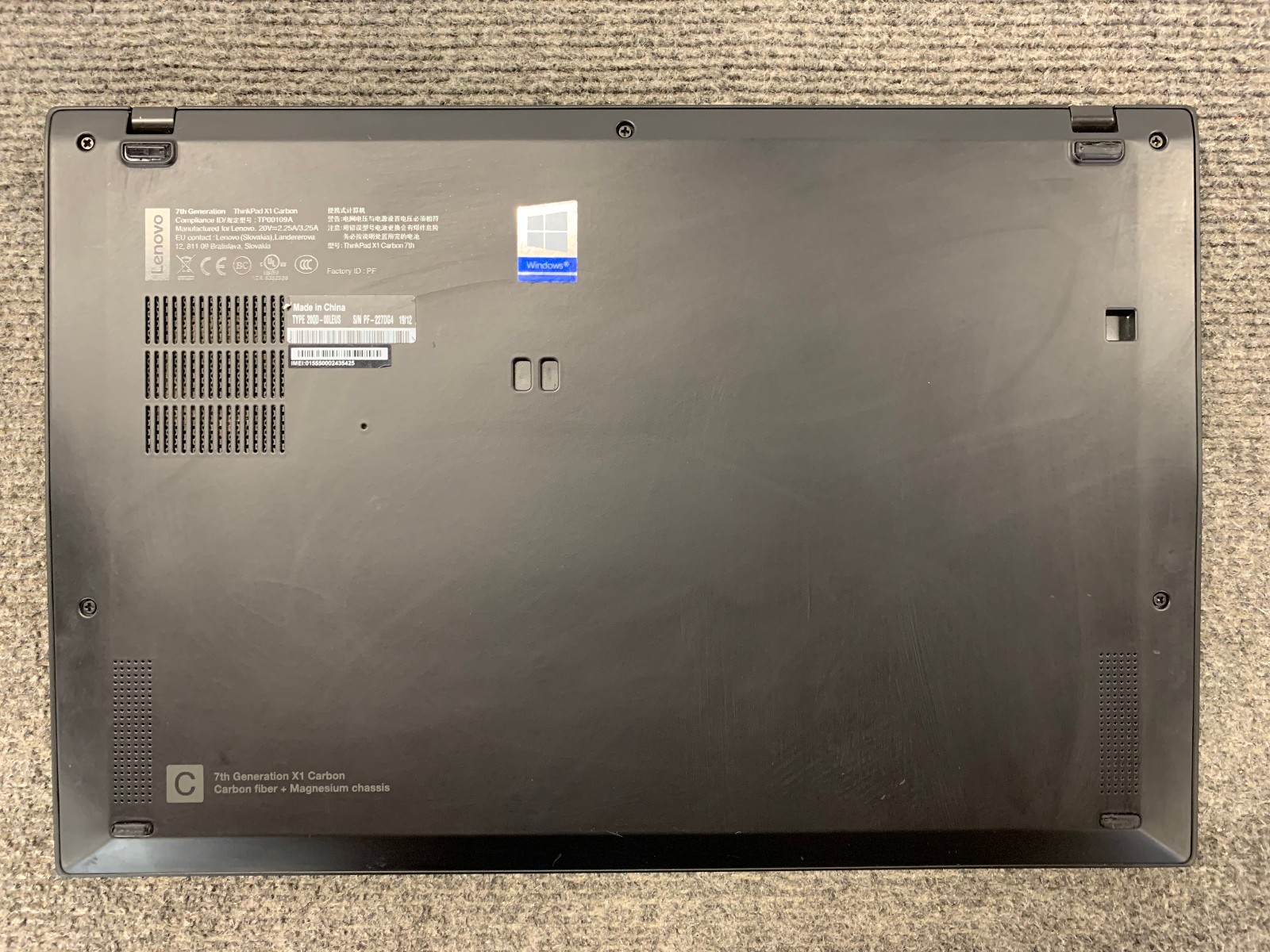 Lenovo ThinkPad X1 Carbon 7th Gen 2K 14″ Laptop i7-8665U 16GB 256GB NVMe, As Is