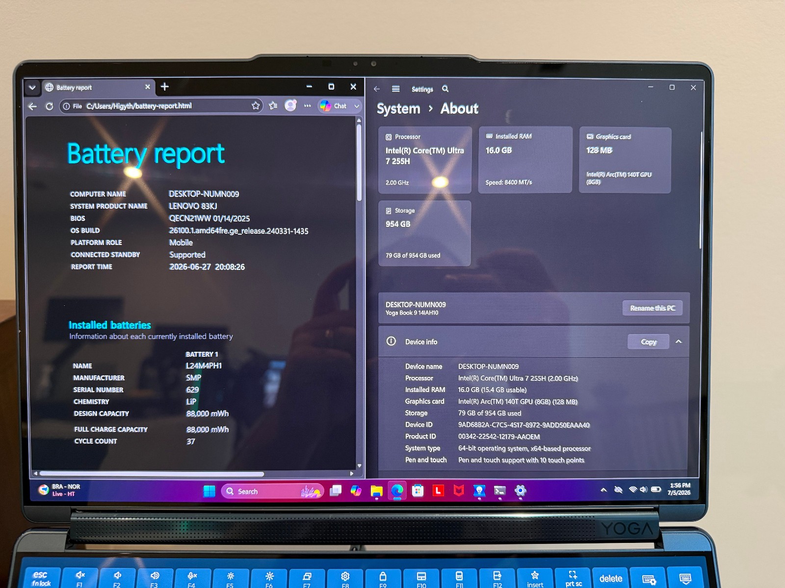 Lenovo Yoga Book 9i 14″ DUAL OLED 3K 16GB RAM Ultra 7 255H 1TB SSD Laptop D
