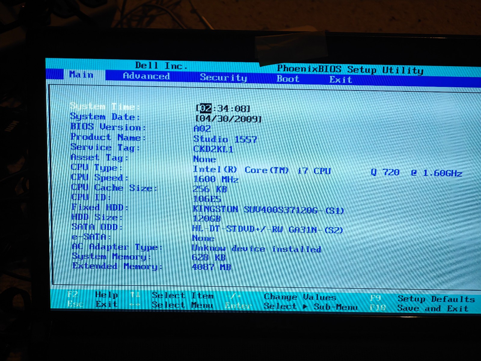 Dell Studio 1557 PP39L Laptop – 160GB HDD, 4GB RAM, Intel i7 Q720