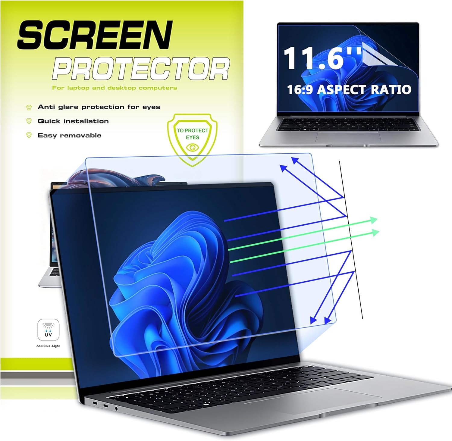 11.6 inch 16:9 Anti Blue Light Screen Protector for HP/Lenovo/Dell/ASUS/Acer/Sam