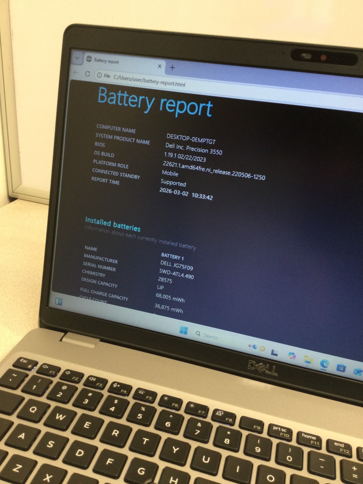 Dell Precision 3550 15.6″ CORE i5-10310U 16GB Ram 128GB SSD 1.70GHZ Win 11 Pro