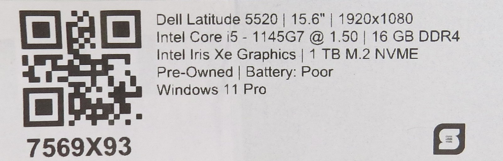 Dell Latitude 5520 i5-1145G7 @ 1.50GHz 16GB DDR4 1TB M2 Win 11 Pro