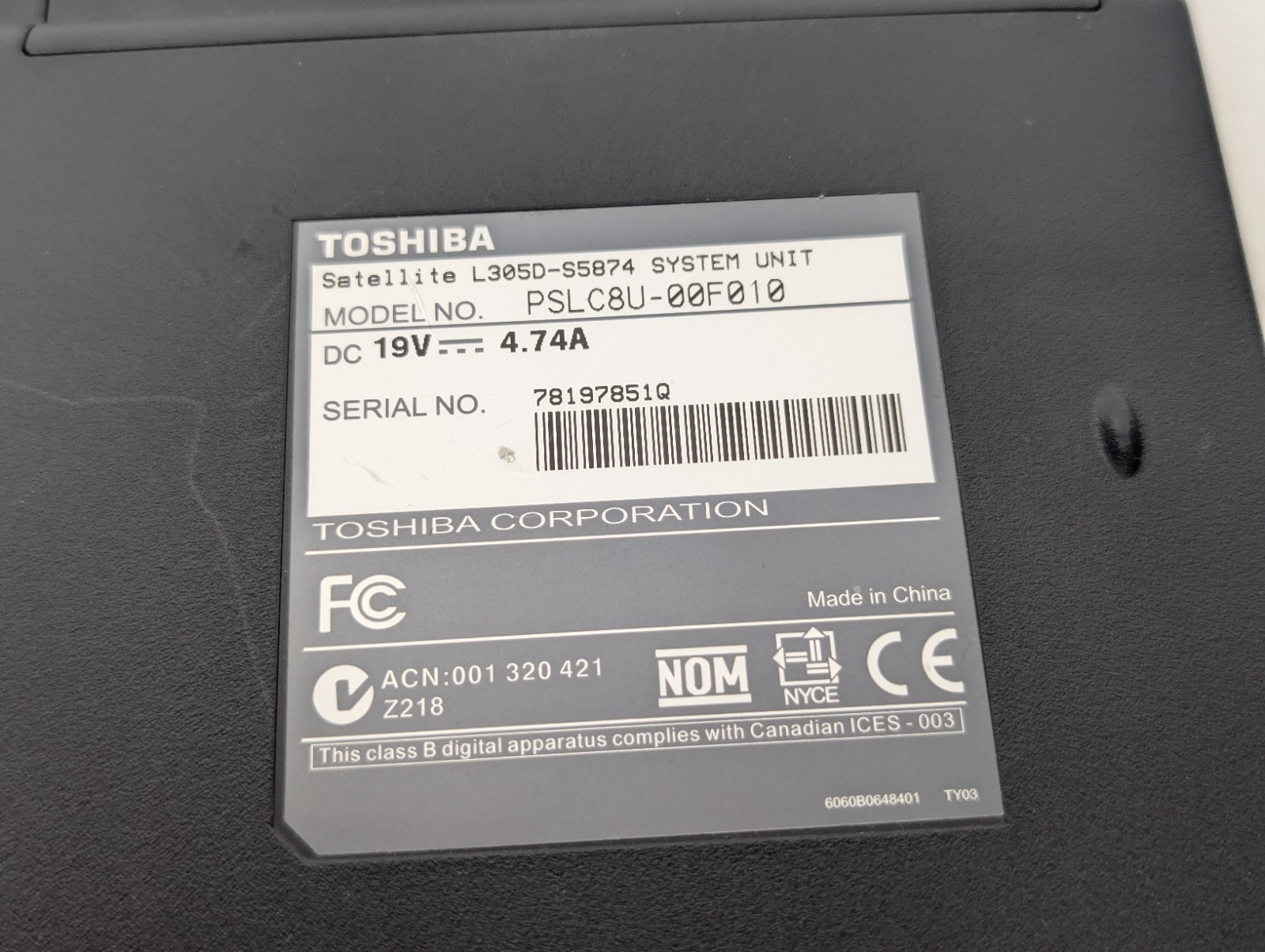 Toshiba Satellite L305D-S5874 4GB RAM 160GB HDD AMD Athlon X2 64 WIN10