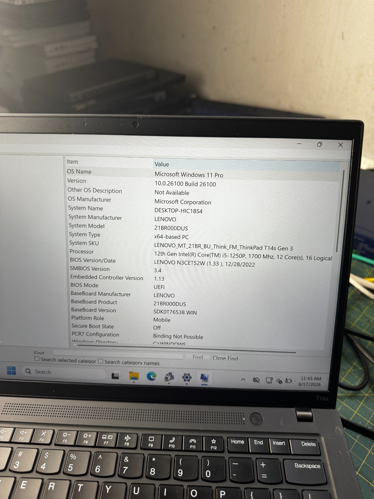 Lenovo ThinkPad T14s Gen 3 Core i5-1250P, 16GB RAM, 256GB SSD, Win11 PRO #6394