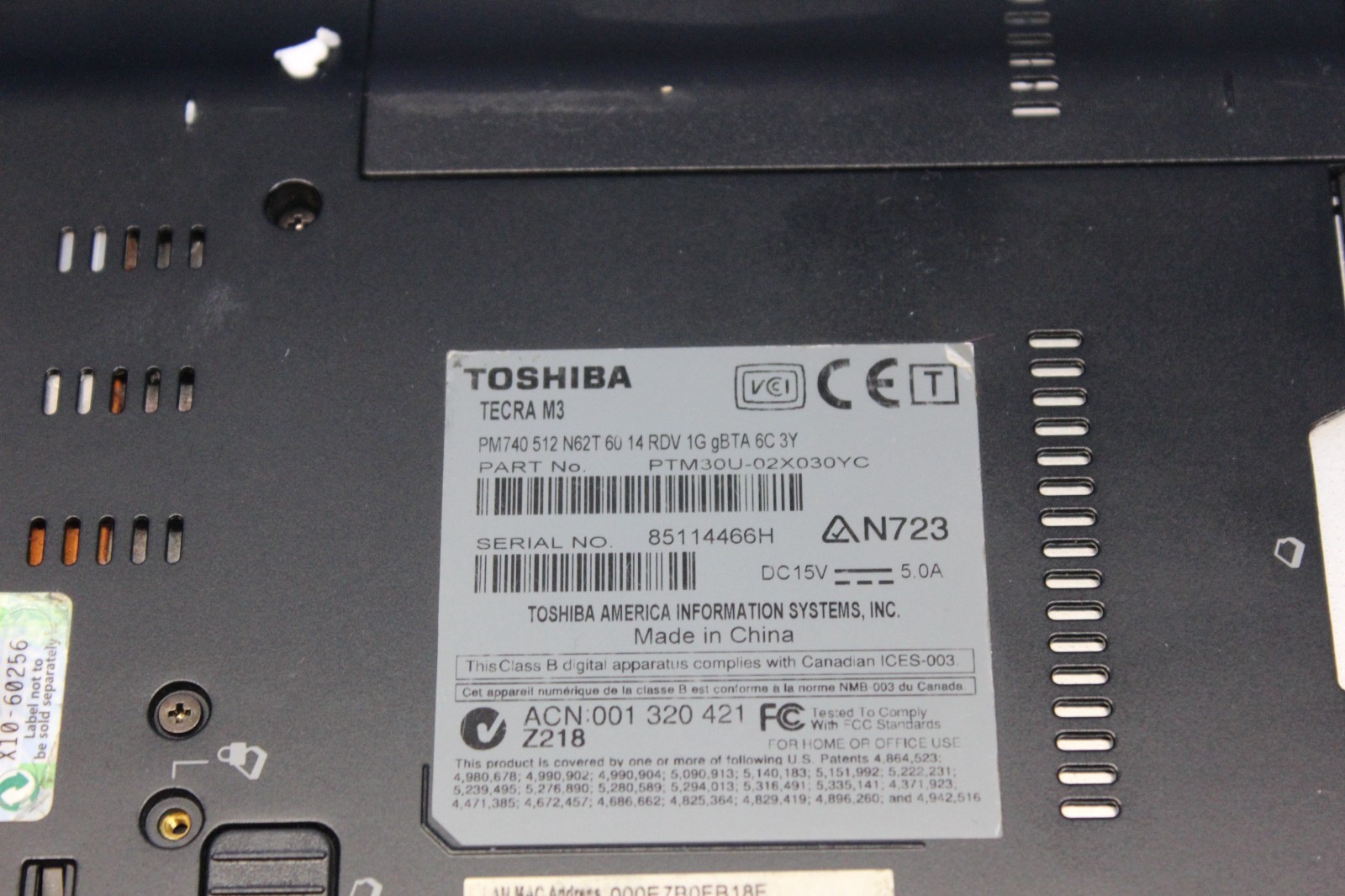 #57 Toshiba Tecra M3 CENTRINO @1.73GHZ 2GB RAM 40 GB HDD WINDOWS XP