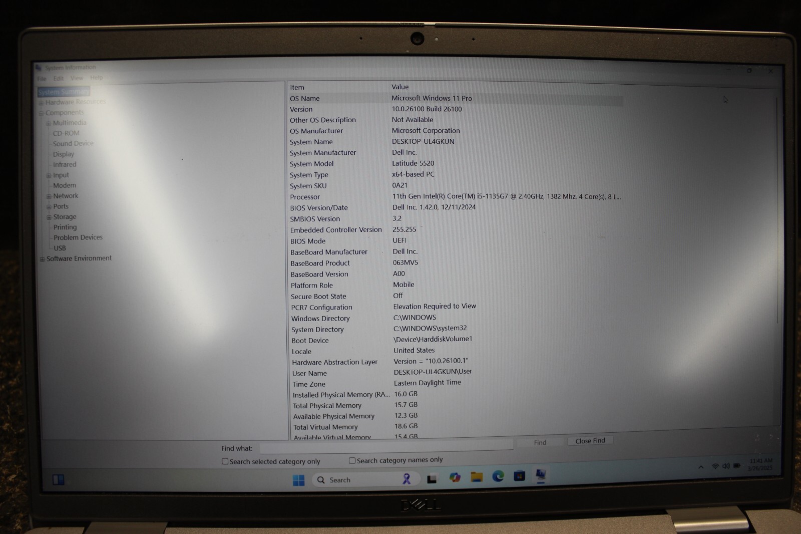 Dell Latitude 5520 I5-1135G7U 256GB NvME SSD 16GB DDR4 Win11Pro- C Desc 1366×768