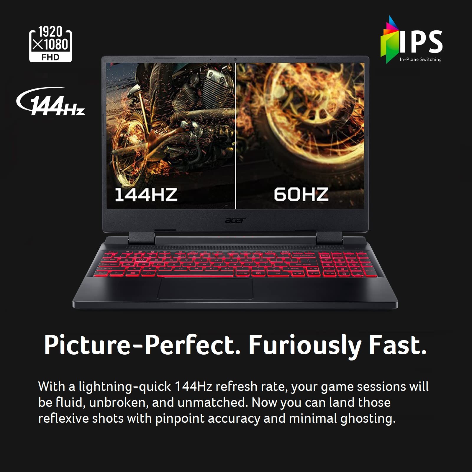 Gaming Laptop 15.6 FHD 144Hz RTX 3050 Ti i5-12500H 16GB 512GB Acer AN515-58-57Y8