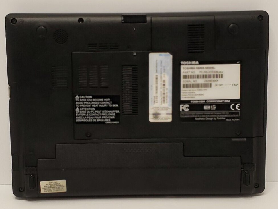 TOSHIBA NB505-N500BL Mini Laptop Intel Atom N455 1.66GHz 1GB Ram Parts or Repair