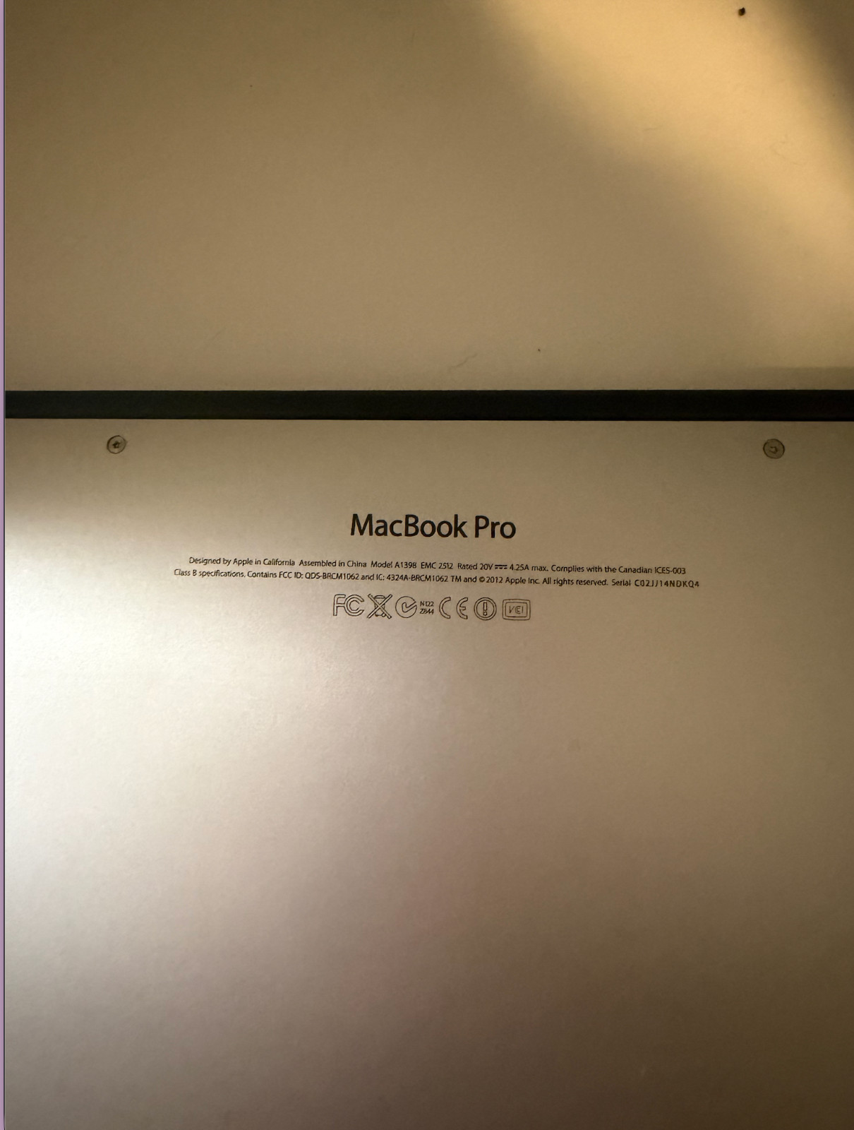 MacBook Pro 15″ Retina (Mid 2012) – i7 / 8GB / SSD – Fully Working