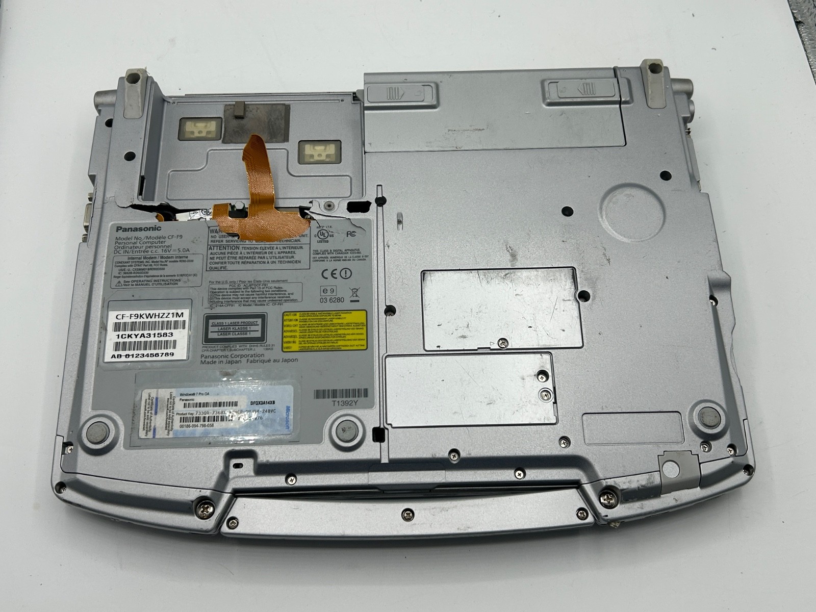 Panasonic Toughbook, CF-F9, i5-M520, 4GB RAM, No HDD, No OS, Rugged Laptop