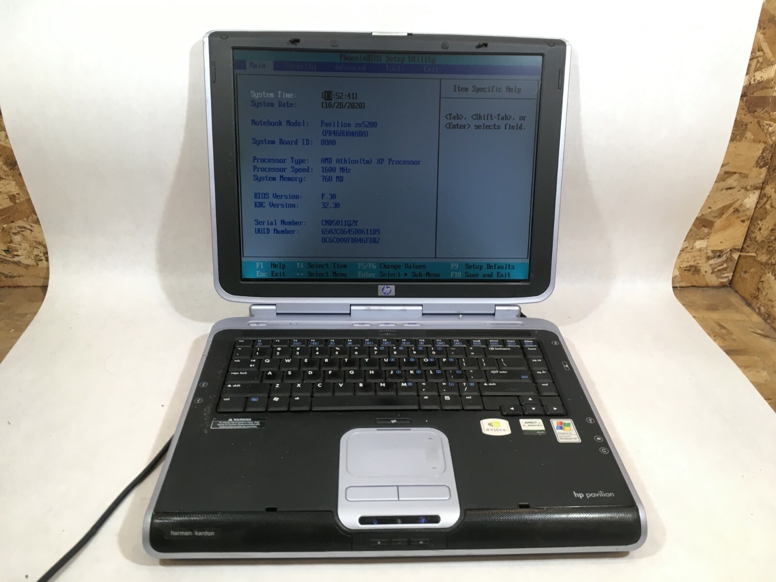 HP Pavilion vz5000 AMD Athlon XP 1.60 GHz 768 MB Ram