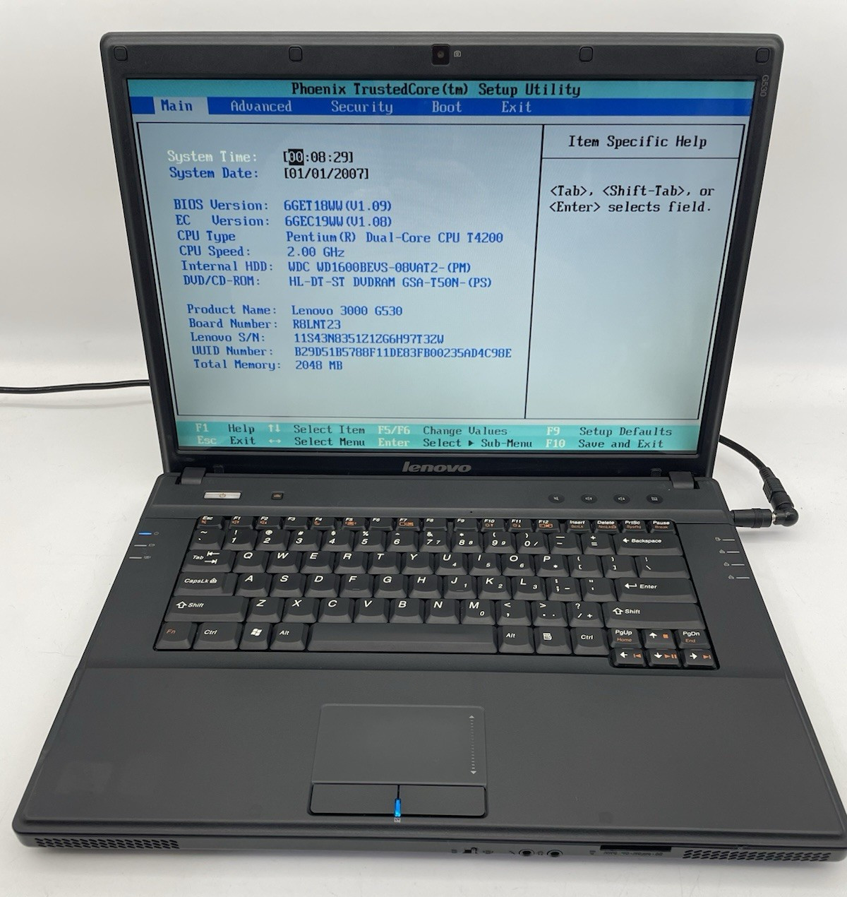 🔥🔥🔥 Vintage Lenovo G530 4446 – 15.4″ – Dual Core T4200 2.0GHz , 160GB HDD