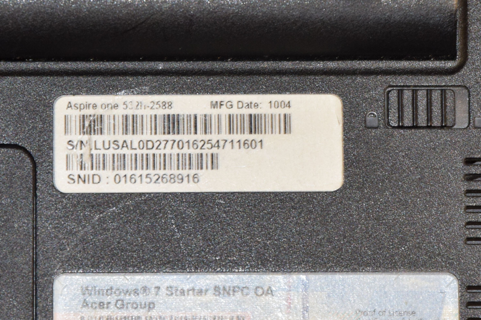 Dead Junk Acer Aspire One NAV50 10.1″ Netbook Incomplete AS IS Parts Repair