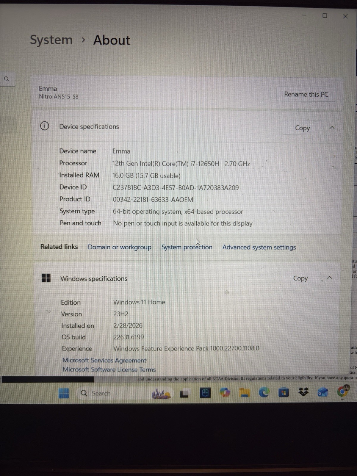 Acer Nitro 5 AN515-58 15.6 in (512GB SSD, Intel Core i5 10th Gen., 2.0GHz, 16GB