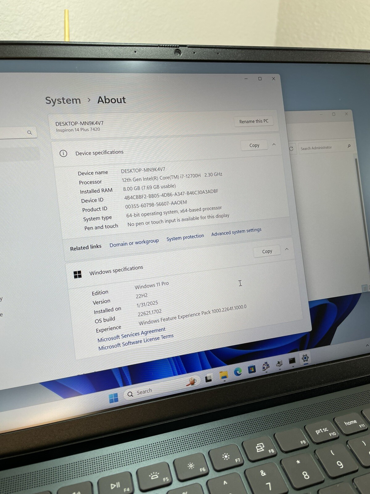 Dell Inspiron 14 7420 Plus i7-12700H 8GB RAM DDR5 256Gb NVMe Great Condition