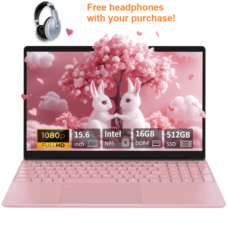 Auusda 15.6″/14.1″ Pink Intel 16GB 512GB Win11/10/Linux/Android/GoogleTV Office*