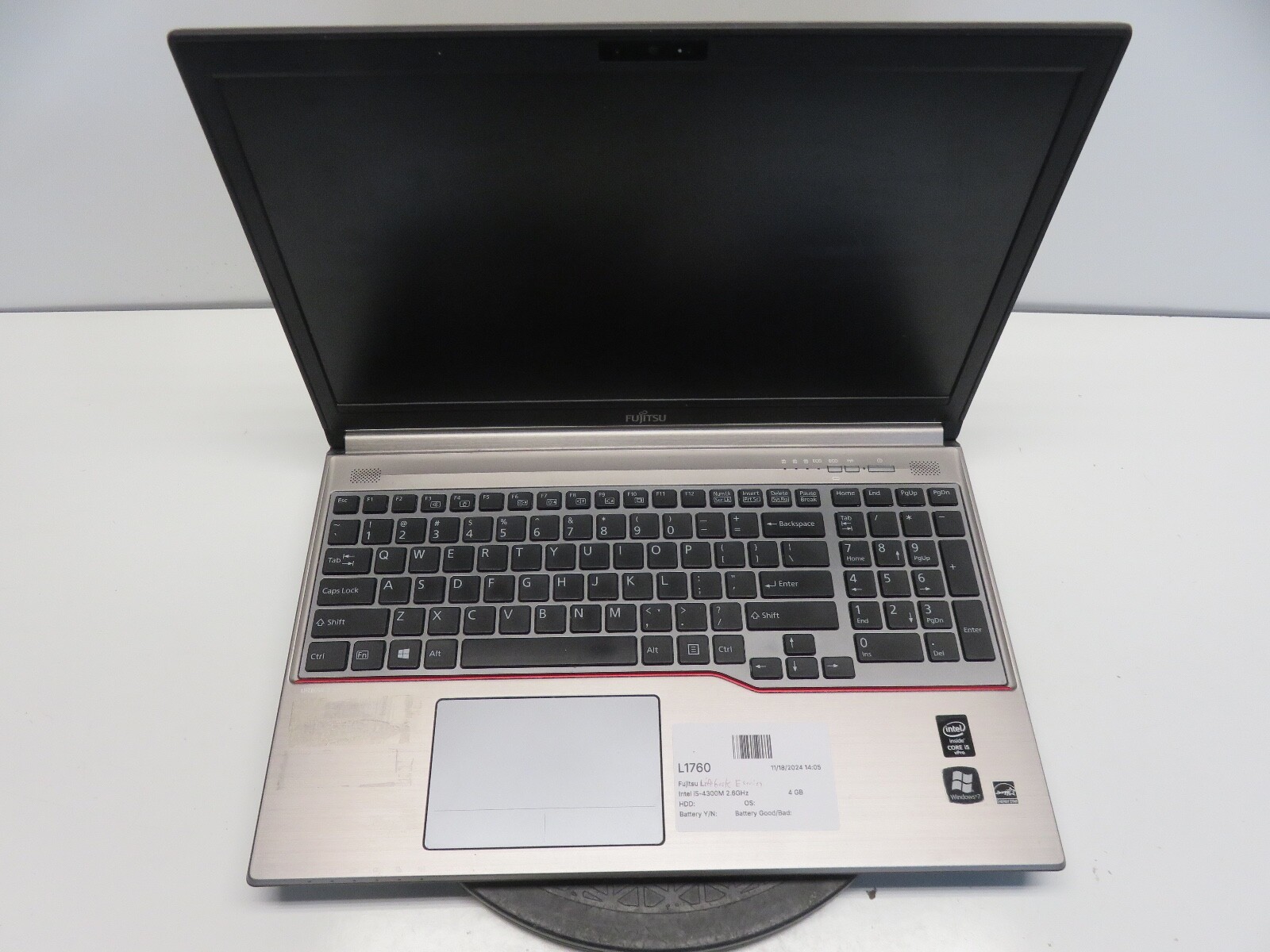 Fujitsu LifeBook E754 Intel Core i5-4300M 2.6GHz 4 GB NO HDD No Batt