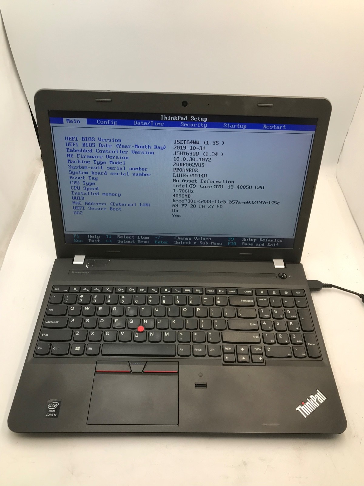 Lenovo ThinkPad E550 Intel Core i3-4005U 1.7 GHz 14″ 4Gb RAM – BOOTS TO BIOS -MZ