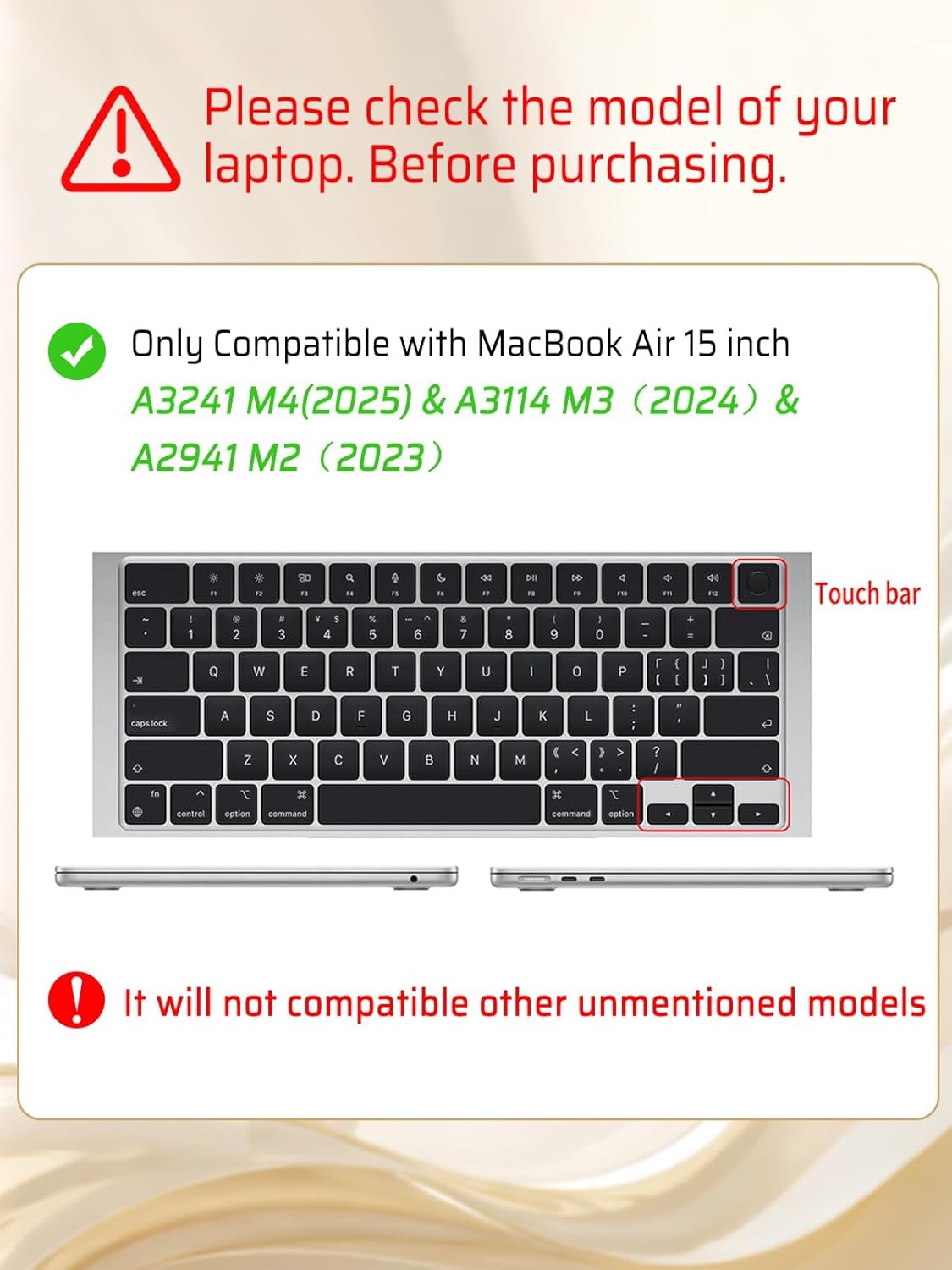 MacBook Air 15inch Case 2026 2025-2023 Release M5 A3448 M4 A3241 M3 A3114 M2 A29