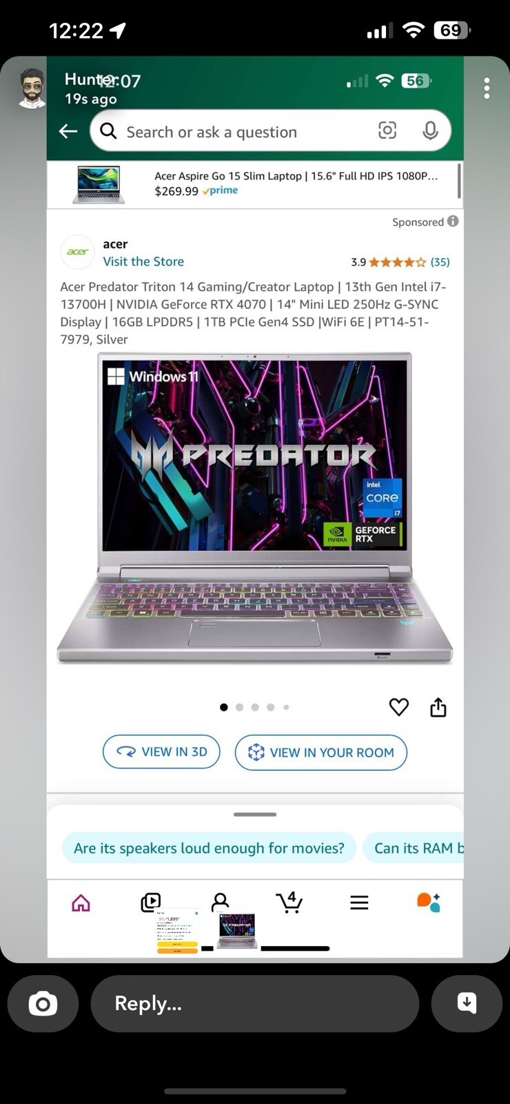 Acer Predator Triton 14 Gaming/Creator Laptop | 13th Gen Intel