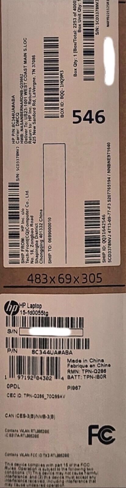HP 15.6″ FHD Laptop-Intel Core i3 N305-8GB RAM-256GB SSD-Silver-Wins 11 Home-New