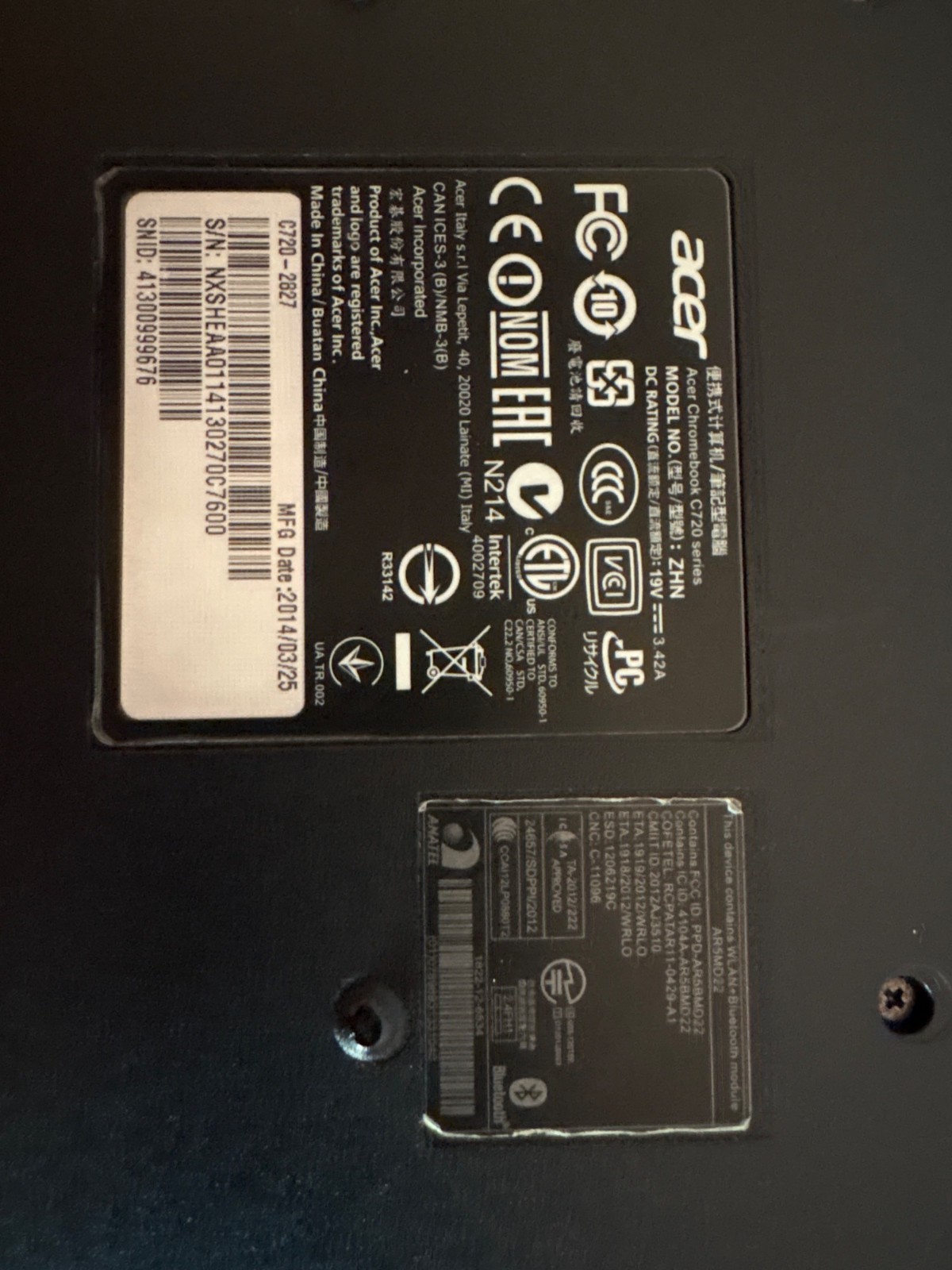Lot Of 4 Acer Chromebook C720 Laptops 11.6″ Intel Inside Black ** Parts Only **