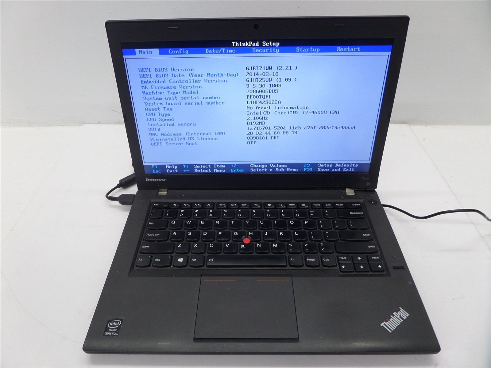 Lenovo ThinkPad T440 14″ Laptop w/ Core i7-4600U 2.1GHz CPU 8GB RAM – No HDD
