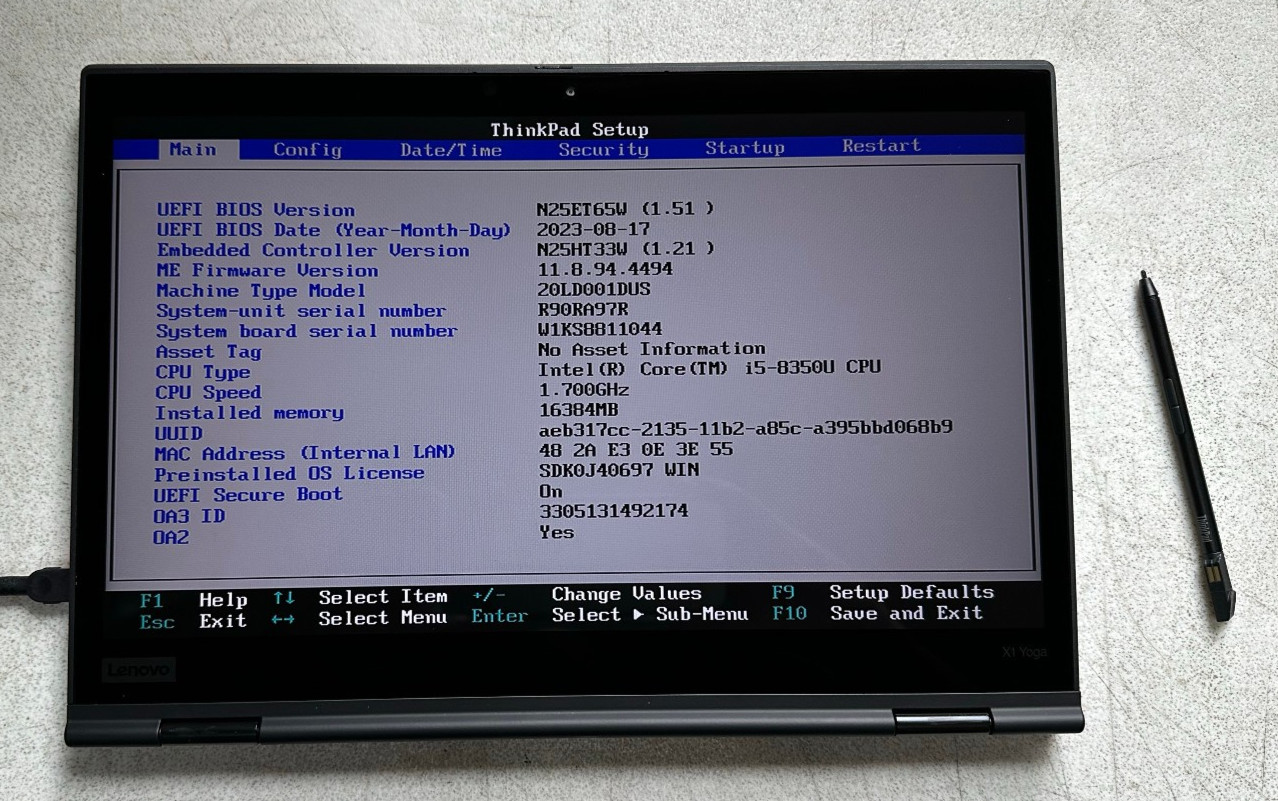 Lenovo ThinkPad X1 Yoga 3rd Gen (i5-8350U, 16GB RAM, Boot to Bio) NO SSD/ADAPTER