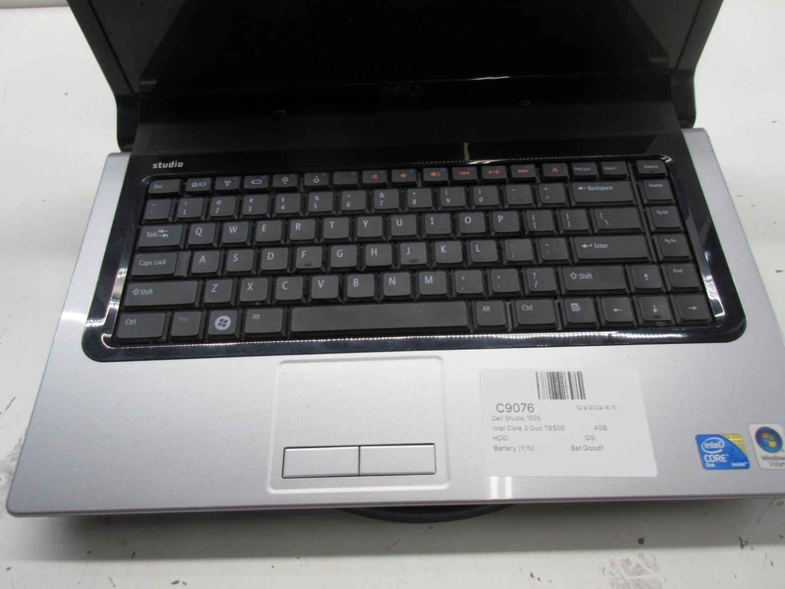 Dell Studio 1555 Intel Core 2 Duo T6500 2.10Ghz 4GB NO HDD No Batt