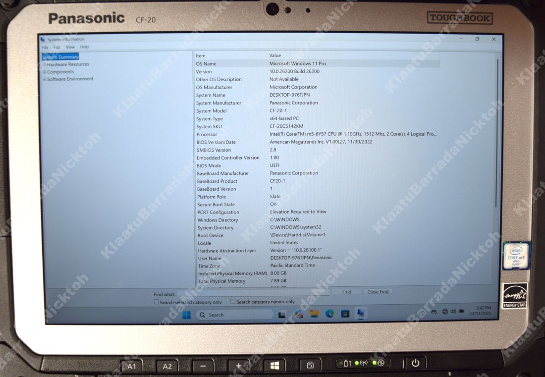 Panasonic Toughbook CF-20 – 1.1GHz 8GB RAM 1TB SSD HD Win 11 Pro LTE GPS
