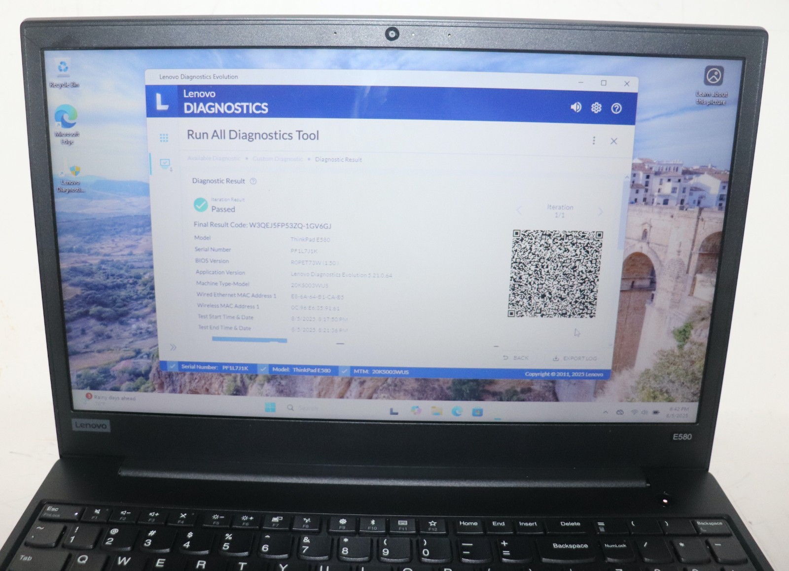Lenovo ThinkPad E580|Intel Core i5@2.50 GHz|16GB RAM|256GB SSD|Win11|Webcam