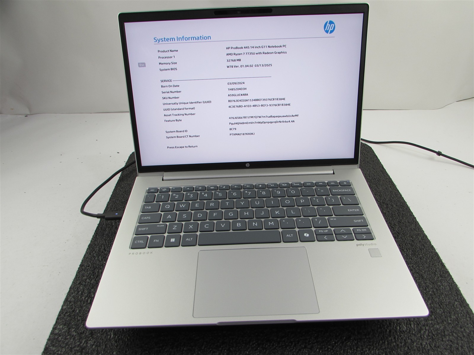 HP PROBOOK 445 (G11) AMD RYZEN 7 7735U 512GB SSD 32GB RAM AMD GPU WIN 11 PRO