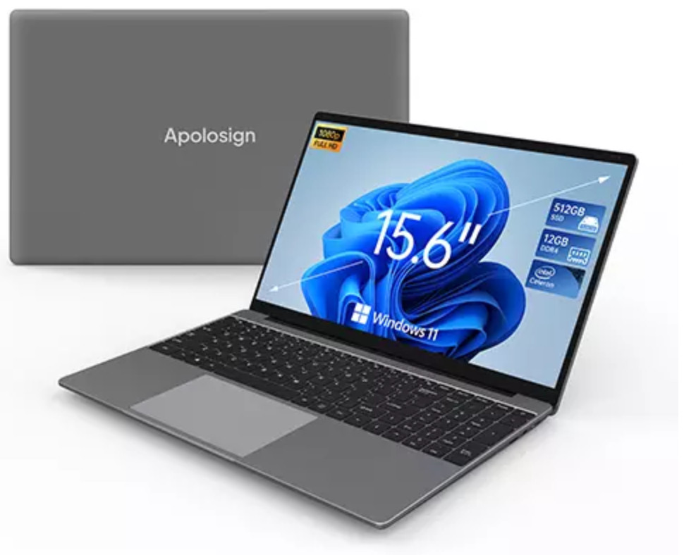 15.6” Laptop 12GB RAM 512GB SSD Windows 11 Laptop Computer Intel Jasper Lake N