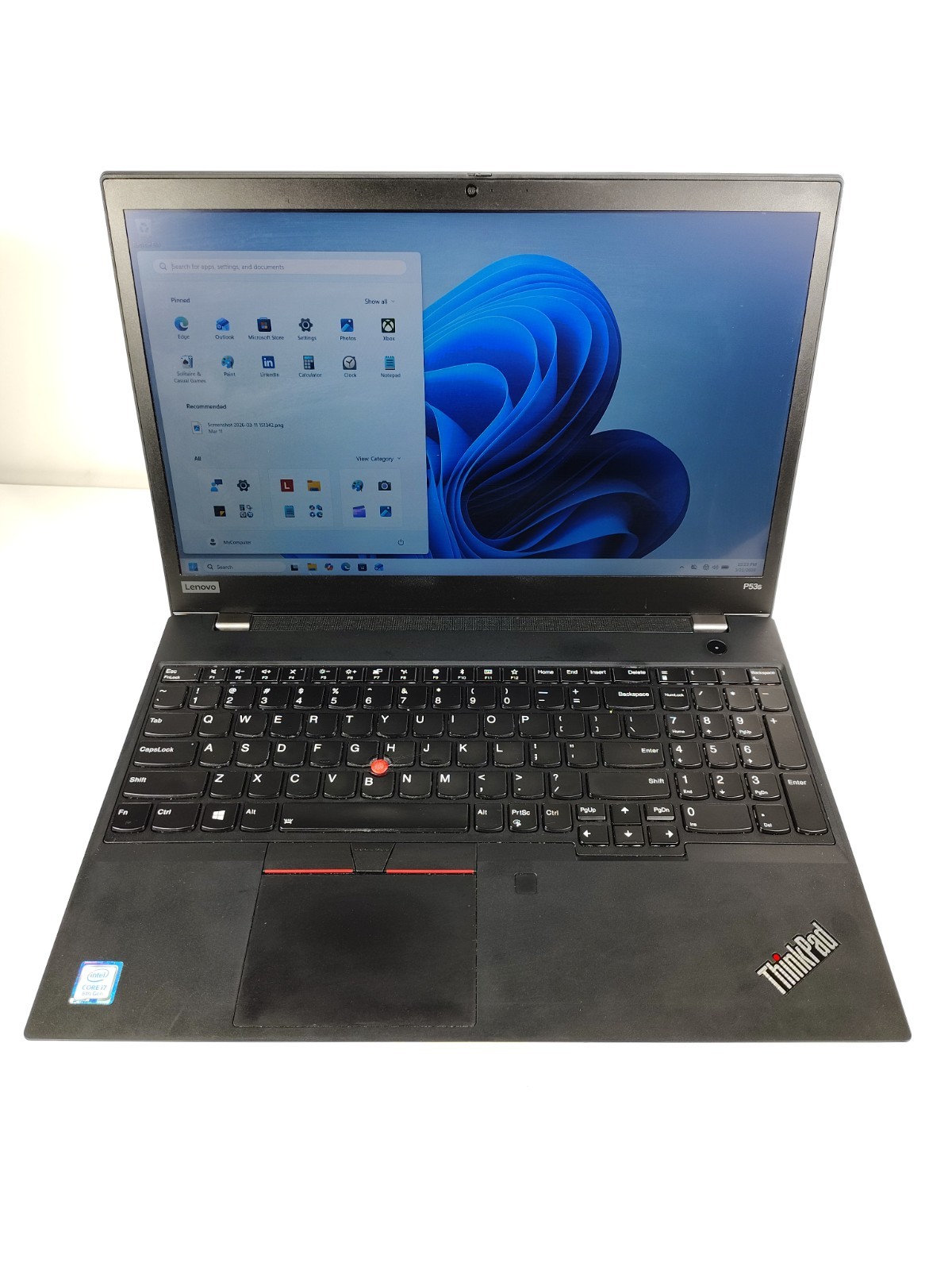 Lenovo ThinkPad P53s i7-8565U 16GB RAM 512GB SSD NvidiaGPU Win11 Pro Touchscreen