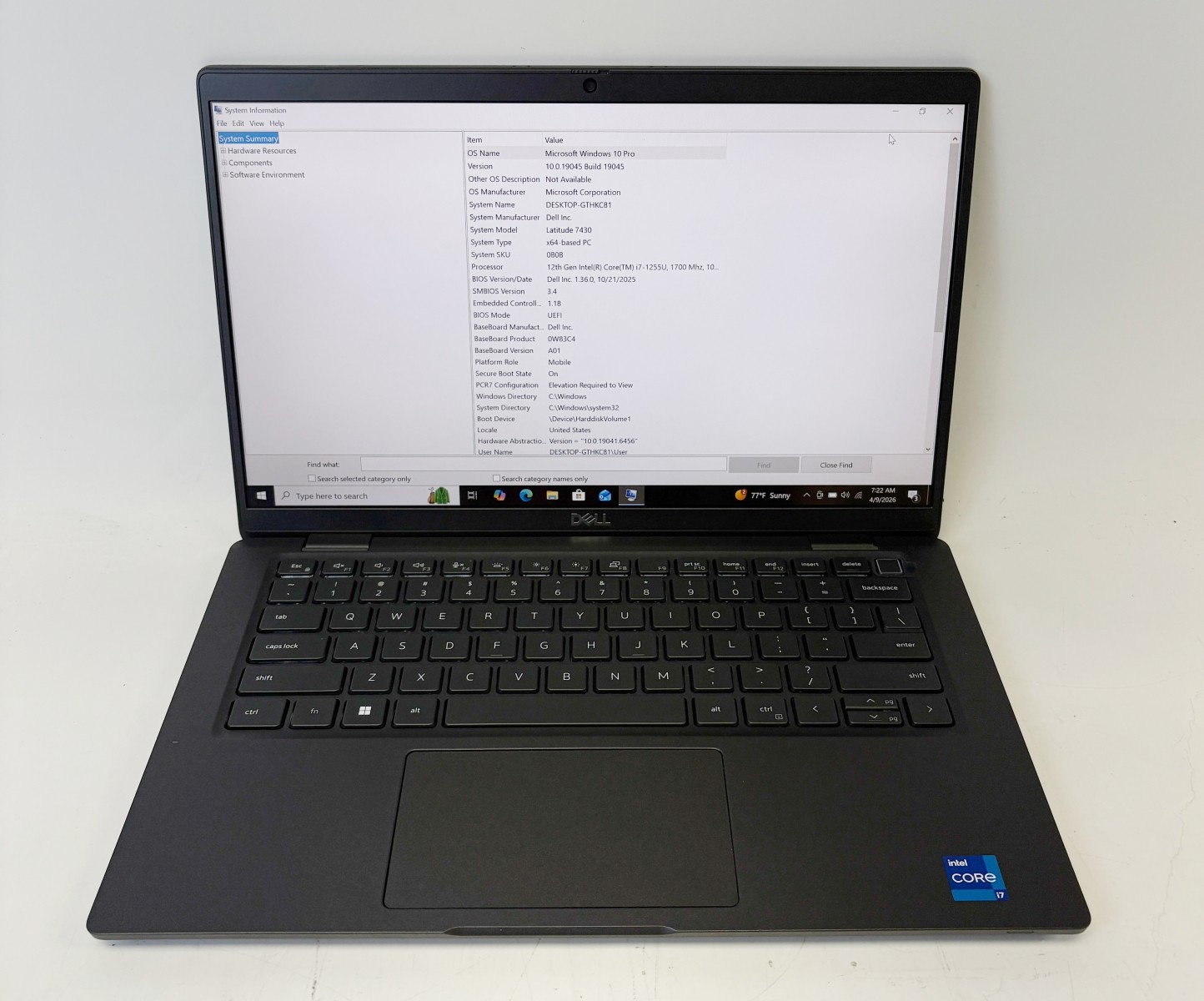 Dell Latitude 7430 Laptop i7-1255U 4.70GHz 512GB SSD 16GB RAM