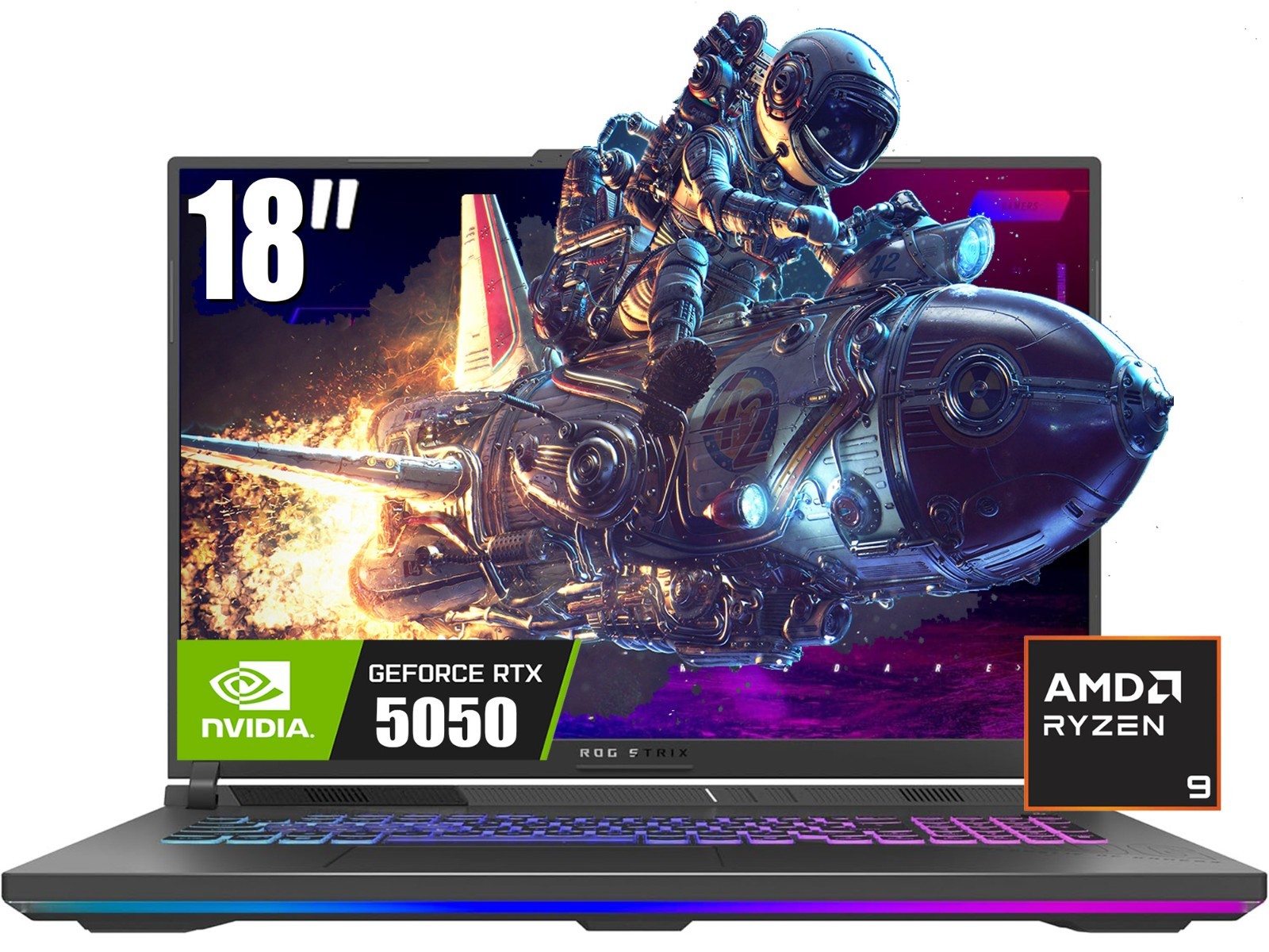 ASUS ROG Strix G18 18” FHD+ 16:10 Gaming Laptop AMD Ryzen 9 8940HX 64GB RTX 5050
