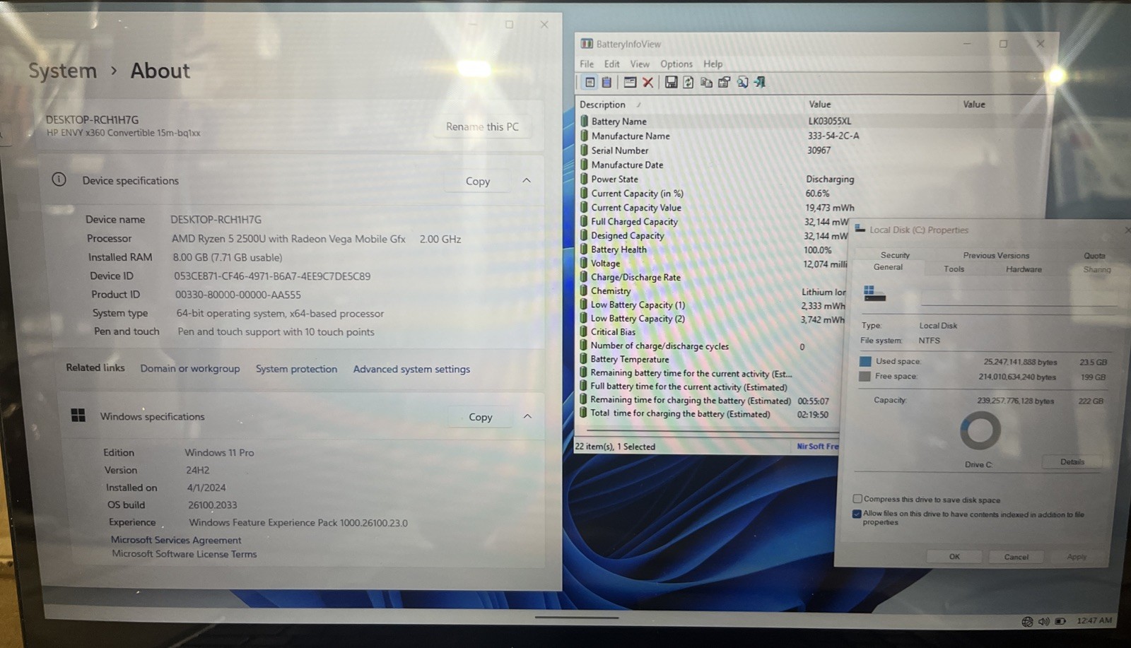 HP Envy x360 m Convertible, AMD Ryzen 5 @2.00GHz, 8GB RAM, 240GB SSD, W11P*READ*