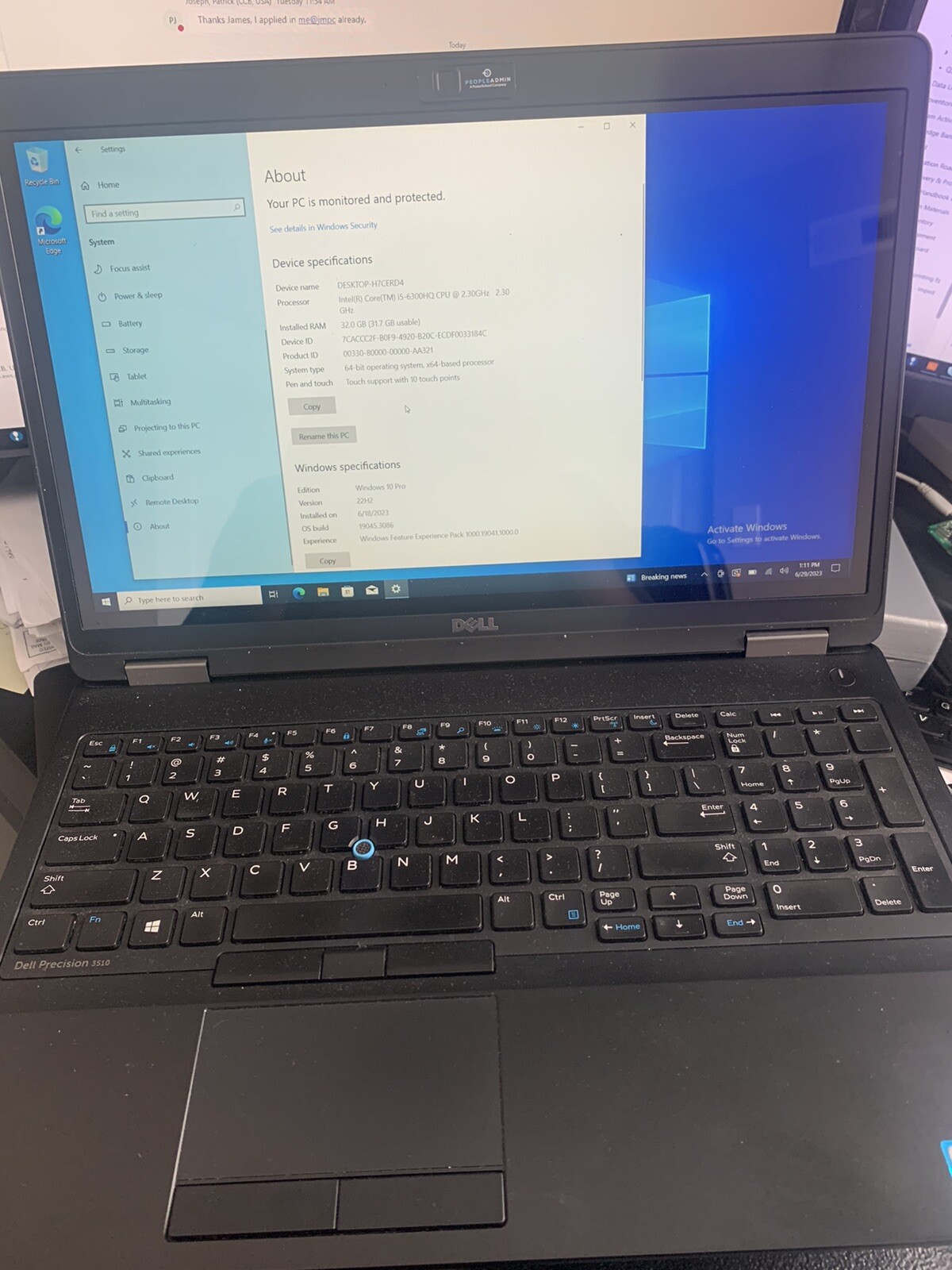 Gaming Laptop: DELL PRECISION 3510 15.6″ i5-6440HQ 32GB 256GB SSD RADEON R9 M360