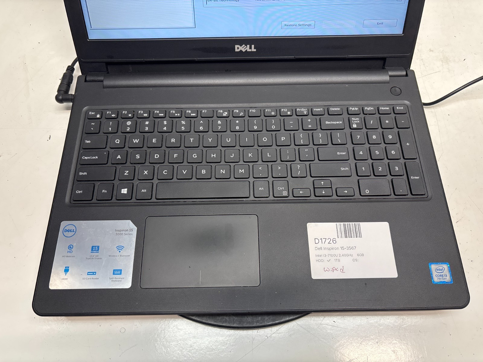 Dell Inspiron 15-3567 Intel I3-7100U 2.40GHz 6GB 1TB