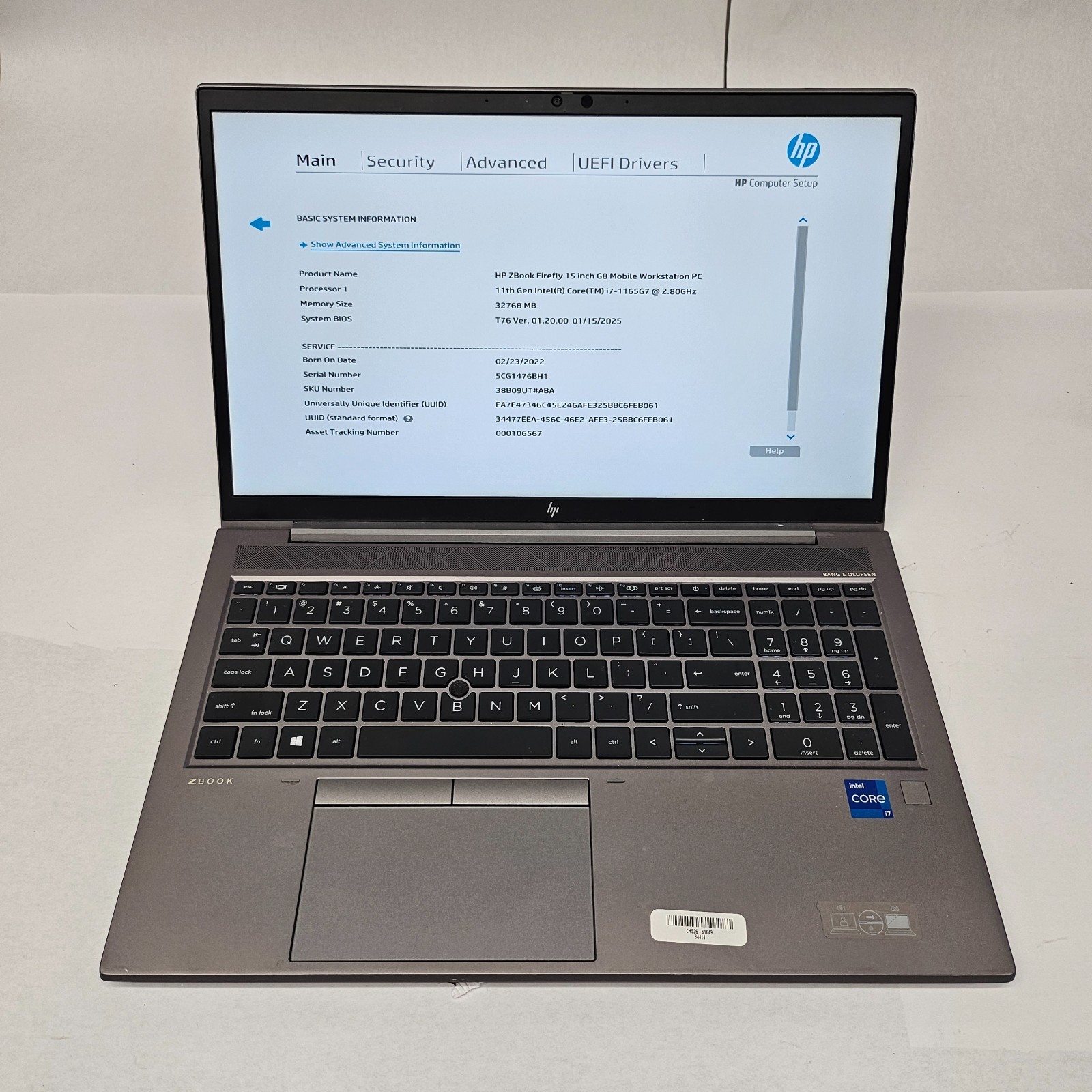 HP ZBook Firefly 15 G8 Laptop Intel Core i7-1165G7 32GB RAM 512GB SSD No OS