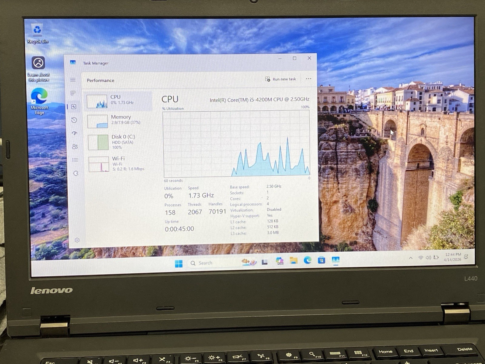 Lenovo ThinkPad L440 Core i5-4200M @ 2.50GHz 8GB RAM 300GB HDD Windows 11 Pro