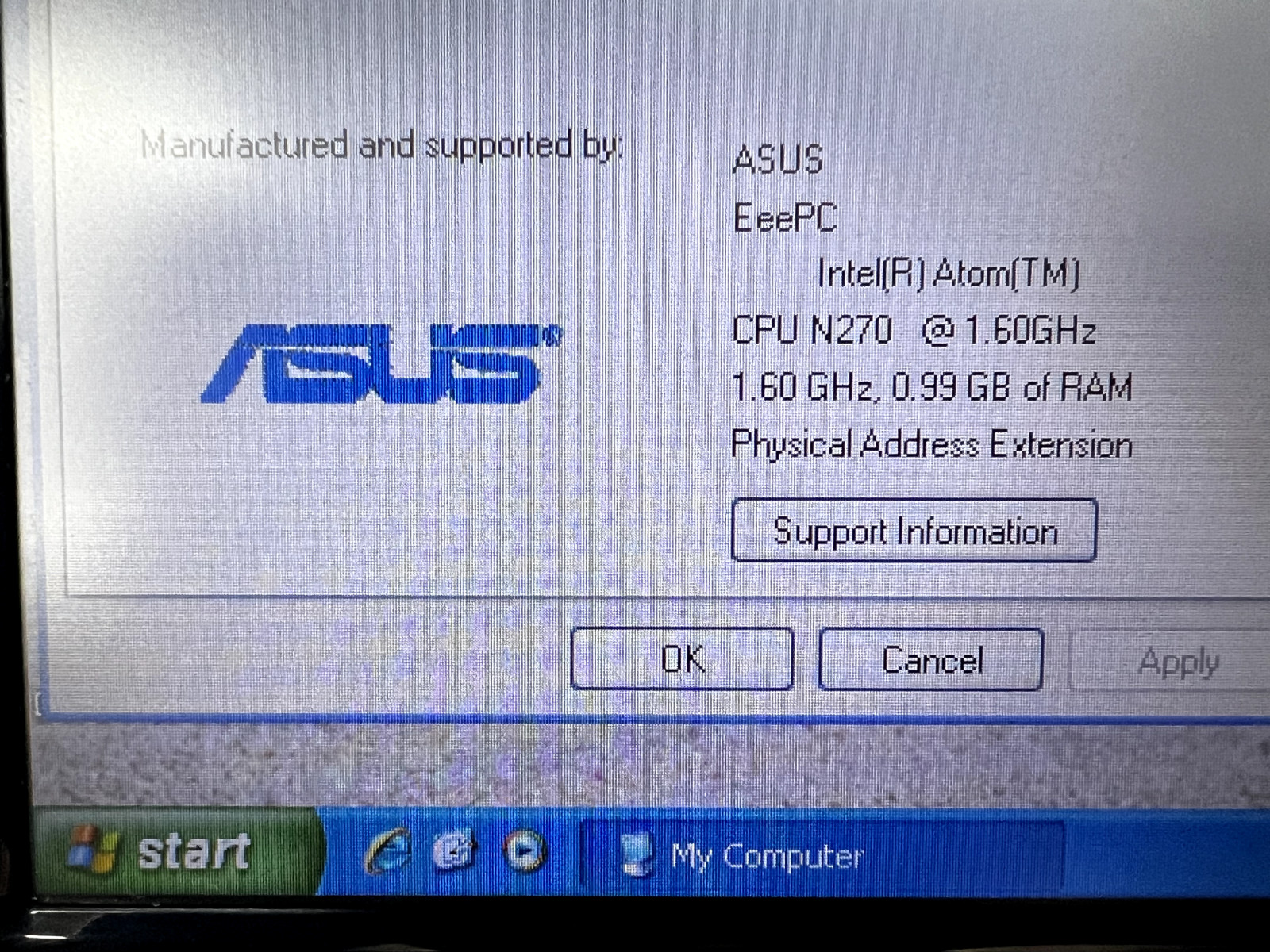 ASUS Eee PC 1005HA Netbook Atom N270 1GB RAM 160GB HDD Windows XP Home