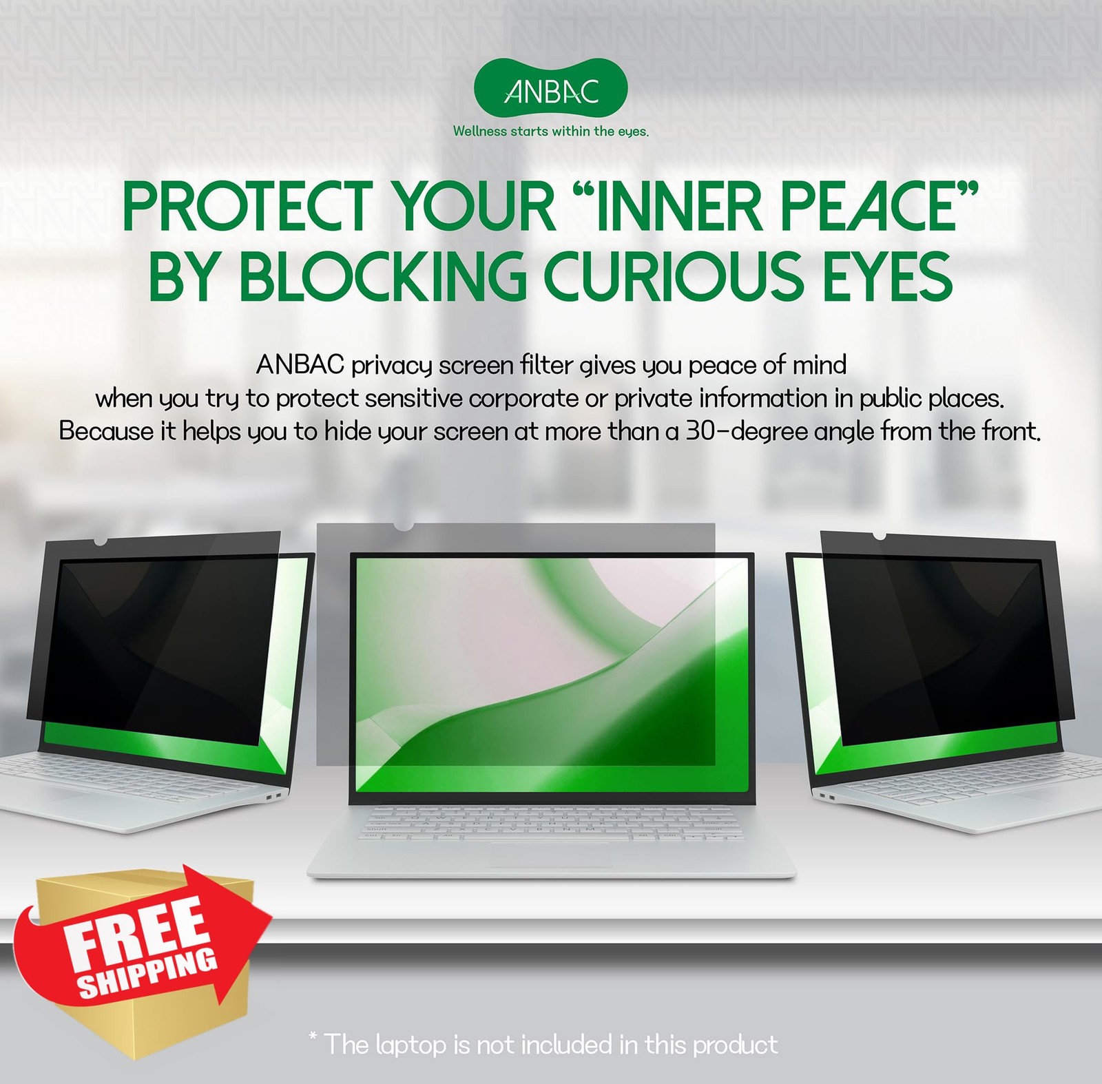 ANBAC 14.1 Inch Laptop Privacy Screen Shield for 16:10 Wide Display – Anti Gl…