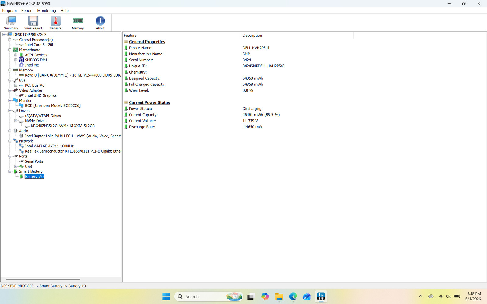 Dell Pro 16 PC16250 Laptop, 16″ FHD+, Intel Core 5 120U, 16GB RAM, 512GB SSD